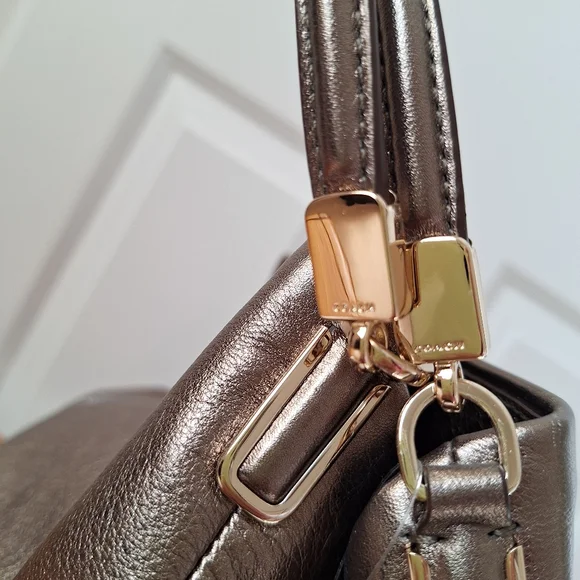 COACH Madison Phoebe Shoulder Bag Metallic Gold Bronze Leather Slouchy Hobo NEW - Picture 5 of 16